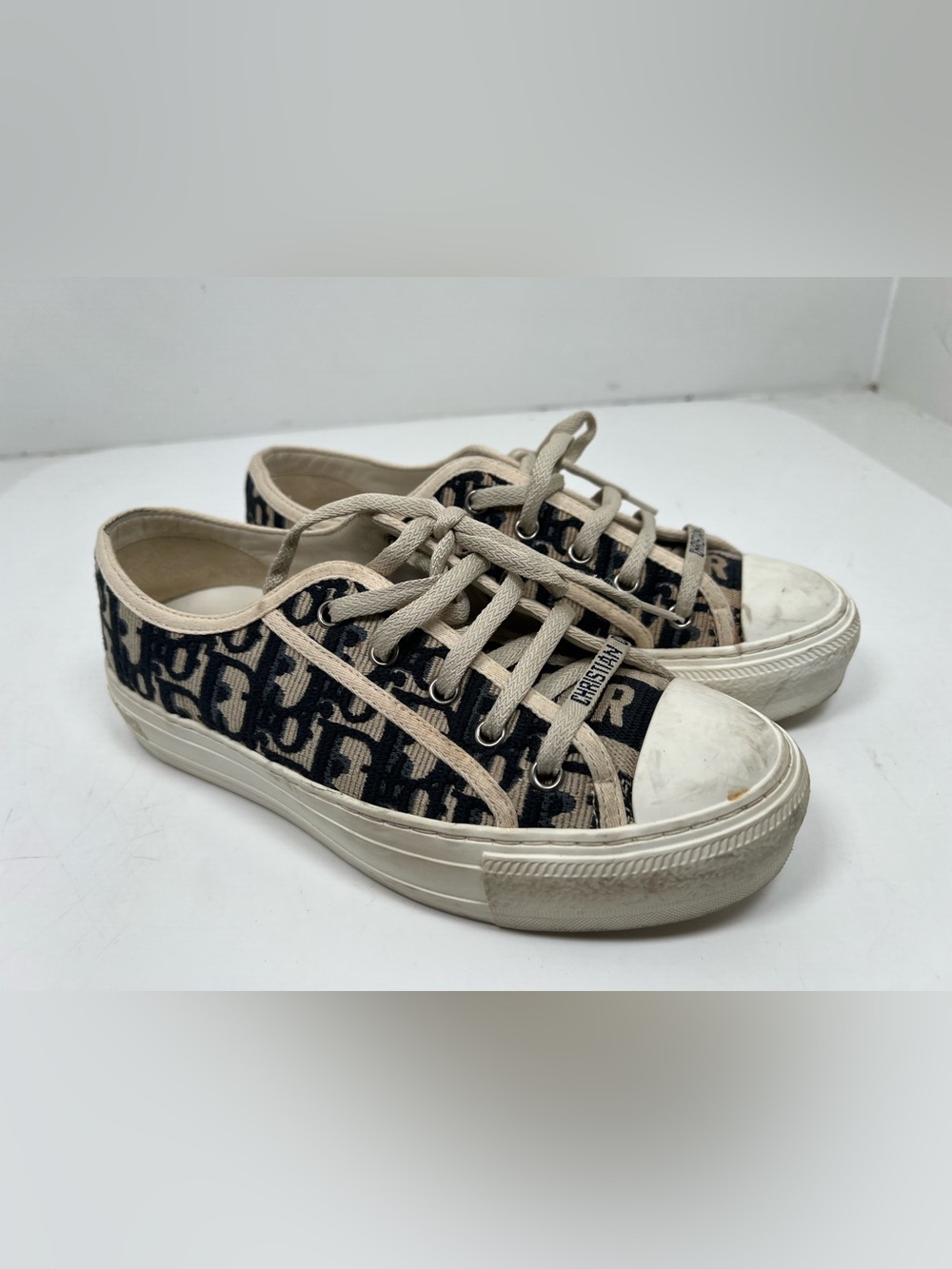 Christian Dior Walk’N’Dior Oblique Canvas Low Top Sneakers Women’s EU 36 Blue